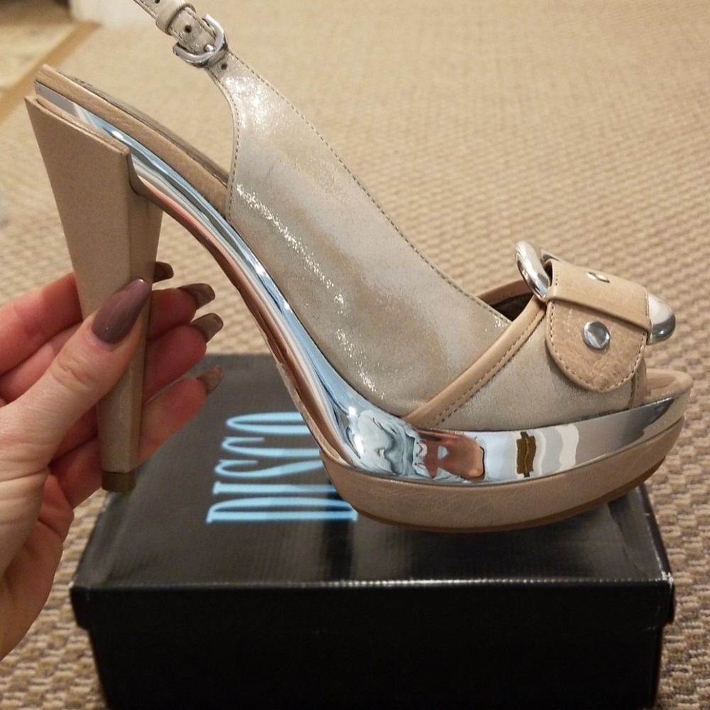 Beautiful Beige Sandal with Silver Buckles